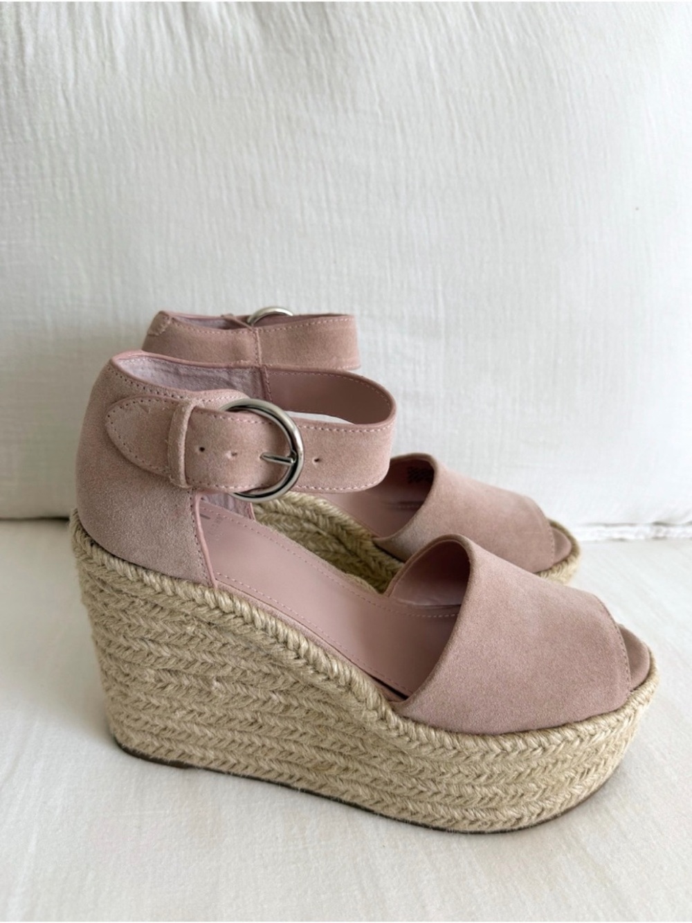 Pink Suede Chunky Platform Espadrille Sandals